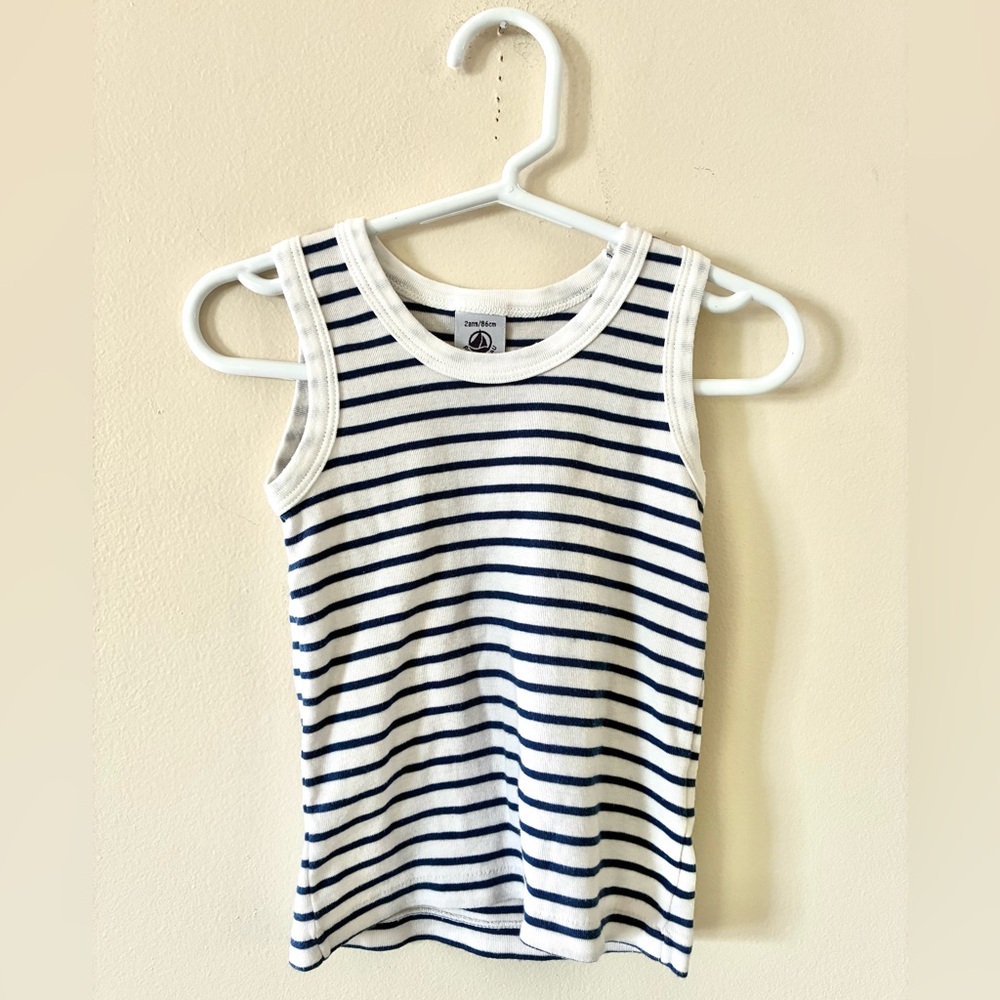 Petit Bateau Blue and White Striped Tank Top for 2 year olds